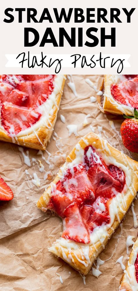 Strawberry Danish, Easy Puff Pastry Desserts, Strawberry Puff Pastry, Puff Pastry Recipes Dessert, Cream Cheese Puff Pastry, Puff Pastry Cream Puffs, Pastries Recipes Dessert, Breakfast Pastry, Puff Pastry Desserts