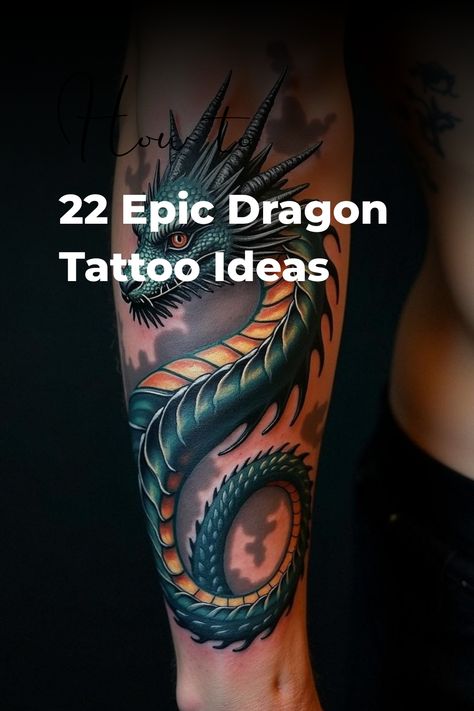 22 Epic Dragon Tattoo Ideas Japanese Tattoo Designs Dragon, Magical Dragon Tattoo, Scottish Dragon Tattoo, Fierce Dragon Tattoo, Chest Dragon Tattoo For Men, Dragon Tattoo For Arm, Watercolour Dragon Tattoo, Dragon Tattoo Arm Men, Dragon Tattoo For Men Forearm