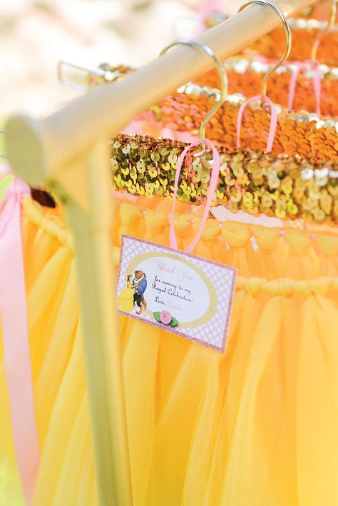 beauty and the beast birthday party belle tutu favors Custom Tea Bags, Princess Tea Party Birthday, Candelabra Centerpieces, Rose Cake Pops, Belle Birthday Party, Gold Utensils, Ribbon Backdrop, Royal Tea Parties, Confetti Bars