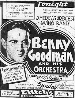 Big Band Radio: Benny Goodman Orchestra Mechanical Music, Denver History, Benny Goodman, Big Band Jazz, Visit Denver, Music Concert Posters, Old Time Radio, Public Place, Blue Poster