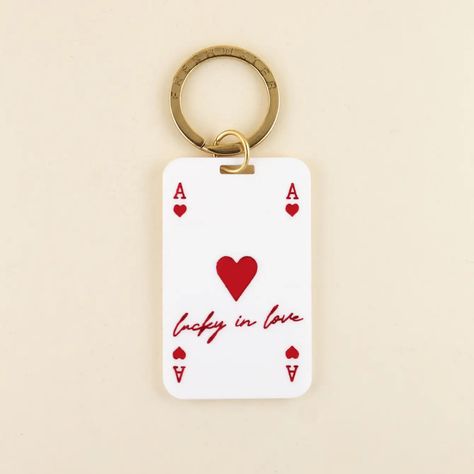 Feeling Lucky?! Play your best hand this Valentine's Day with our Limited Edition Lucky in Love Playing Card Collection. Inspired by a good ol' fashioned deck of cards, (with some personal touches included), this trend-setting collection is a winning hand. Cute Keychain Ideas, Cardholder Keychain, Boyfriend Girlfriend Gifts, Keychain Charms, Love Keychain, Augusta Ga, Feeling Lucky, Lucky In Love, Tassel Keychain