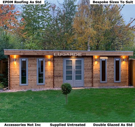 See How Good These Bespoke Lugarde Log Cabins Are At Our Surrey Show Room. ☛ Insulated And Fitting Option. Call: ☎ 0800 999 6995. Est 1979 Wooden Summer House, Log Cabins For Sale, Roof Trim, Garden Cabins, Garden Home Office, Apex Roof, Roof Beam, Door Fittings, Aluminum Roof