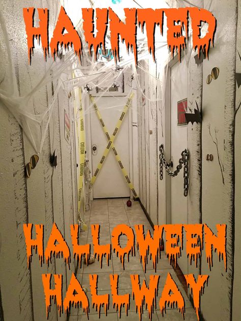 Haunted Halloween Hallway #halloween #halloween2018 #halloweendecorating #diy #diydecor #spooky #haunted #halloweenparty #halloweendiy Halloween Hallway Ideas, Haunted Hallway Ideas, Halloween Hallway Decorations, Halloween Hallway, Halloween House Decorations, Haunted Hallway, Hallway Decorations, Halloween Craft Projects, Creepy Decor