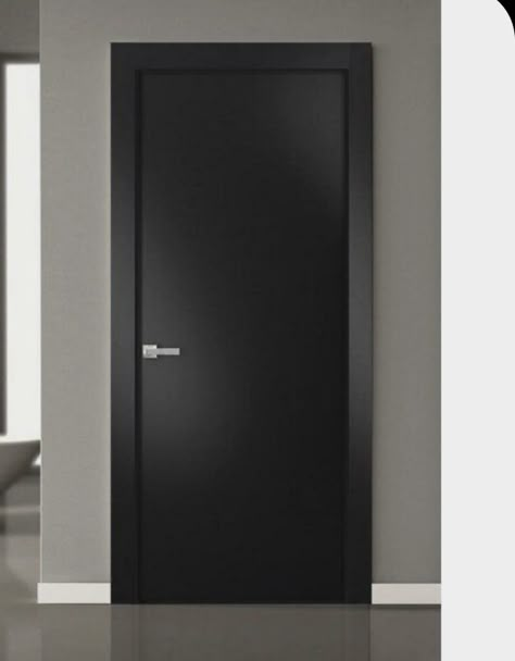 Black Room Doors, Dark Grey Doors Interior, Room Doors Bedrooms, Interior Doors Modern, Grey Interior Doors, Interior Door Styles, Modern Exterior Doors, Single Door Design, Romantic Bedroom Decor