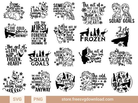 Frozen Cricut, Frozen Silhouette, Elsa Svg, Frozen Svg, Cricut Stickers, Princess Svg, Svg Disney, Graphic Design Product, Disney Svg