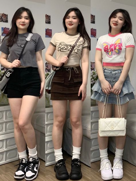 Chubby Fashion Outfits Korean, Chubby Outfit Ideas, Peony Aesthetic, Fairy Grunge Style, Curvy Casual Outfits, Outfit Korean Style, Color Combos Outfit, Girl Fashion Style