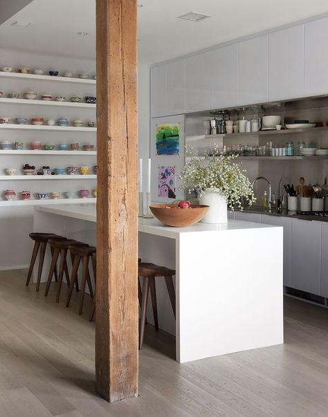 Kitchen Loft, Loft Kitchen, Loft Design, Kitchen Trends, Open Kitchen, Kitchen Shelves, Dream Kitchen, White Kitchen, Kitchen Renovation