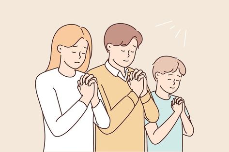 Parents With Child, Prayer Clipart, Christian Illustration, Children Praying, Jesus Praying, Family Worship, Prayer For Family, Praying To God