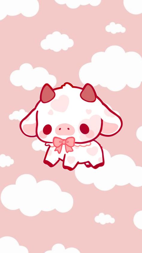 Cute Cow Wallpaper Cartoon, Strawberry Cow Wallpaper, Strawberry Cows, Christmas Lily, Cute Strawberry Cow, Cow Wallpaper, Strawberry Cow, Pink Cow, Cute Strawberry