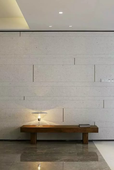 Wall Cladding Interior, Stone Feature Wall, Stone Walls Interior, Stone Wall Cladding, Living Area Design, Floor Tile Design, Lobby Interior, Stone Cladding, Entrance Design