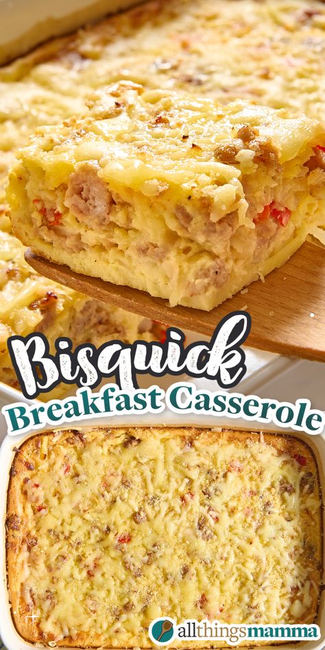 collage image of Bisquick Breakfast Casserole. Breakfast Casserole With Bisquick Easy, Bisquick Breakfast Casserole Sausage, Bisquick Recipes Breakfast Casserole, Bisquick Egg Bake Breakfast Casserole, Bisquick Egg Casserole, Breakfast Casserole With Rotel, Hashbrown Egg Casserole Easy, Bisquick Breakfast Recipes, Recipes With Bisquick