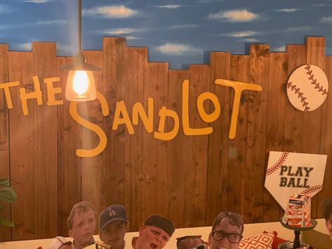 Built a fence and cut out the letters from plywood. Used paper roll from hobby lobby for the sky. Tons of other details. Sandlot Birthday, Sandlot, Building A Fence, Parade Float, The Sandlot, Paper Roll, Fall Ideas, Hobby Lobby, Halloween Ideas