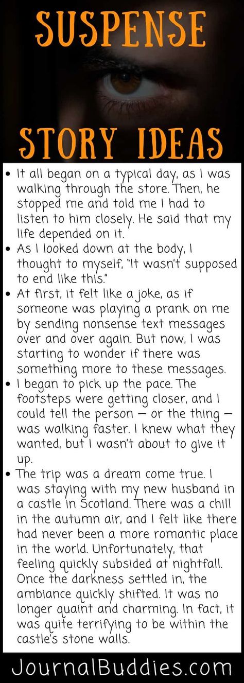 With these suspense story ideas, you can create a quick short story or an epic novel with unexpected twists and turns. Take advantage of this moment to start creating a compelling story with an ending no one will expect. Story Topics Ideas, Ideas For A Short Story, Short Story Conflict Ideas, Short Story Title Ideas, How To Write Thriller Story, Suspense Writing Prompts, Create A Story With A Plot Twist, Writer Resources, Plot Ideas