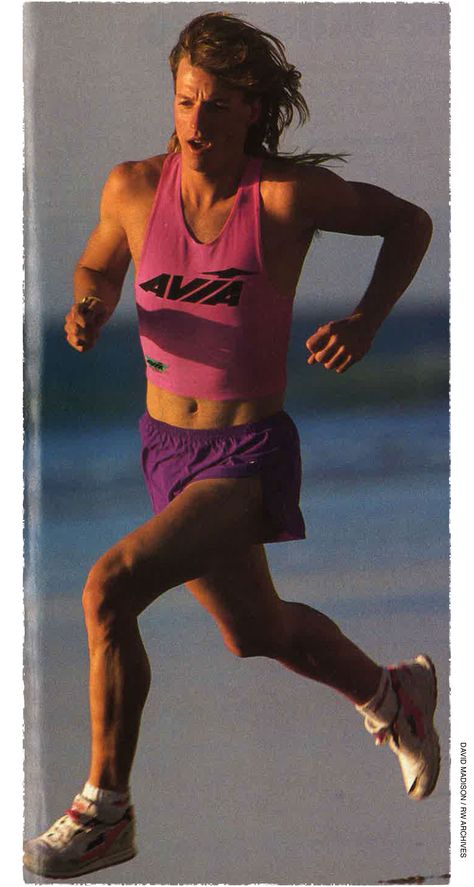 May 1990 https://www.runnersworld.com/50th-anniversary/50-years-of-dubious-running-fashion/slide/19 90s Running, Yellow Tights, Running Photos, Cropped Pink, Running In Cold Weather, Runners World, Rainbow Dress, Running Fashion, Running Tights