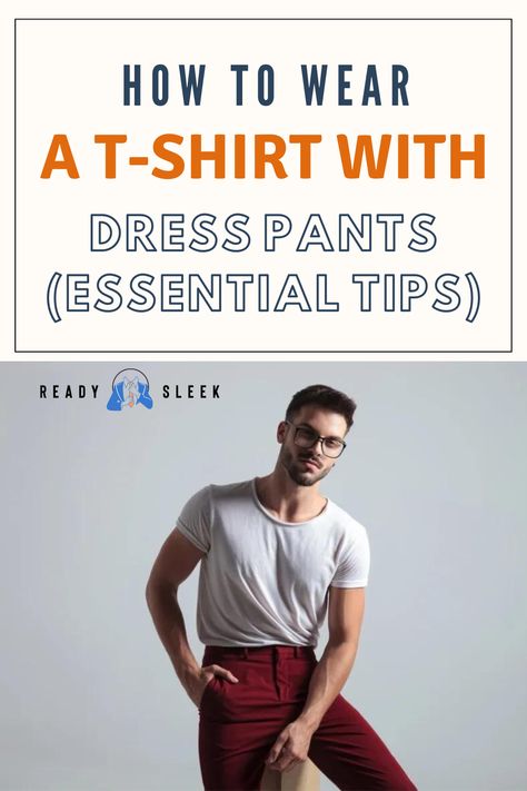 Upgrade your casual style with dress pants and a T-shirt. Don't know how to make it work? Check out our essential tips for wearing a t-shirt with dress pants. Get ready to look effortlessly stylish! Click now to read more. Image From Deposit Photos #dresspants #tshirt #fashiontips #mensfashion #styletips T Shirt With Pants Outfit Men, Tshirt And Slacks Outfit Men, T Shirt And Slacks Outfit, T Shirt Dress Pants Outfit Men, Tshirt And Dress Pants, Tshirt Dress Pants Outfit, Formal Pant Fitting Guide Men, Dark Grey Dress Pants, Dress Pants Outfits