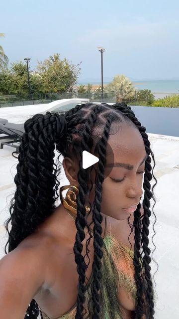 Rope Twists Hairstyles For Black Women, Jumbo Twists With Curls, Jumbo Boho Twists, Rope Twist Hairstyles, Jumbo Twist Braids, Big Twist Braids Hairstyles, Rope Twist Braids, Rope Twists, Goddess Twist