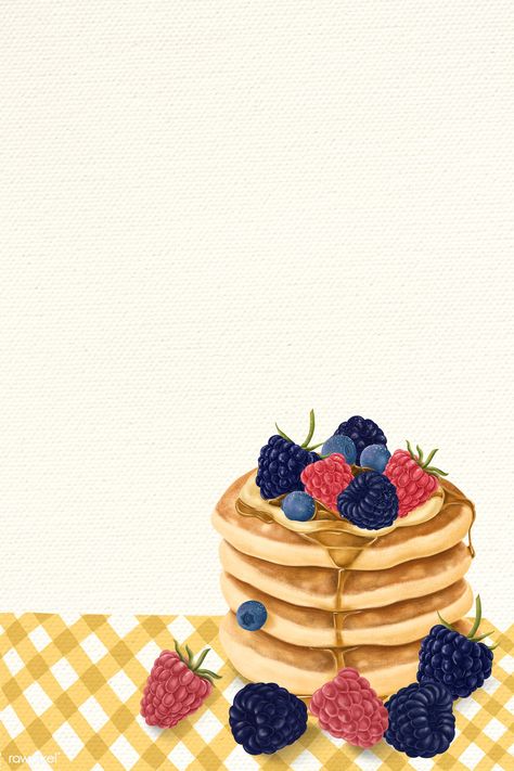 Pancake Wallpaper, Pancakes Illustration, Honey Illustration, Homemade Blueberry Pie, Mixed Berry Pie, Banner Mockup, Cupcake Vector, Dessert Illustration, Bakery Menu