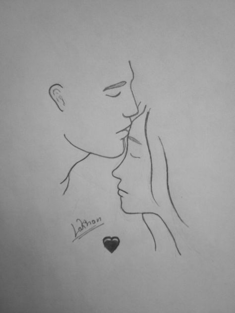 Drawing Couples Easy, Easy Drawings Love Couple Anime, Drwng Ideas Couple, Drawing Of Love Couples, Cute Couple Pencil Sketches, Cute Love Drawings Couples Sketches, Cute Love Sketches Easy, Easy Kissing Sketches, Kissing Sketch Drawings