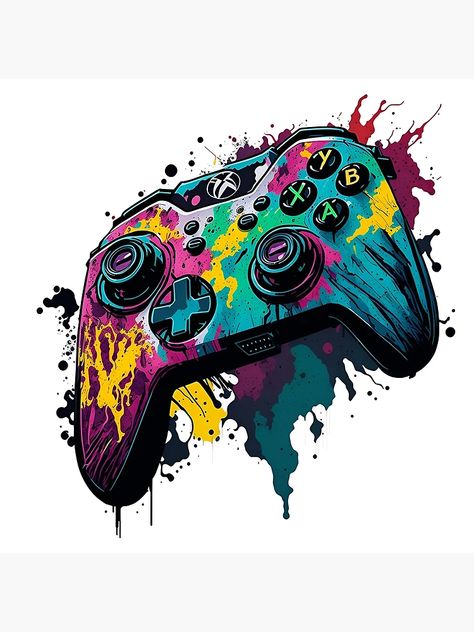 "Colorful Xbox Controller - AI Generated" Art Print for Sale by Manos Ch | Redbubble Gamer Stickers Printable, Control Xbox Dibujo, Xbox Clipart, Stickers Pictures, Control Xbox, Kids Branding Design, Gamer Controller, Sublimacion Ideas, Custom Shoes Diy