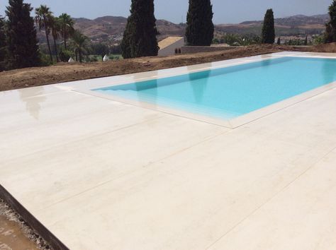 Dekton Danae Pool Sculpture, Pool Paving, Rectangle Pool, Dream Backyard Pool, Outdoor Renovation, Cabo Verde, Backyard Renovations, Large Format Tile, Lap Pool