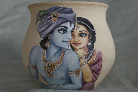 Radha Krsna Lord Radha, Radha Krishna Painting, Canvas Art Painting Abstract, Divine Art, राधे राधे, Radha Painting, Krishna Drawing, Pot Painting, Pot Design