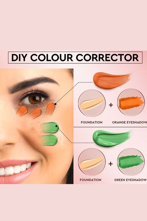 Diy Color Corrector Makeup, Makeup Color Corrector, Orange Eyeshadow, Black Glamour, Vintage Black Glamour, Green Eyeshadow, Fashion Designing, Color Corrector, Beauty Makeup Tips