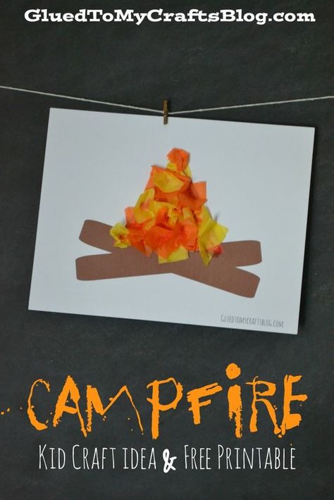 Campfire craft for kids. This is adorable for a cute summer craft. Make before going on a camping trip with kids this summer! Campfire Crafts For Kids, Camping Theme Preschool, Arts And Crafts For Teens, Craft Kids, Summer Craft, Camping Theme, Kids Wood, Camping Crafts, Craft For Kids