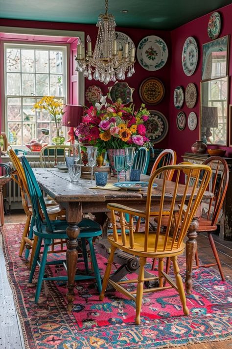 29 Maximalism Home Decor Ideas to Transform Your Space 16 Colorful Maximalist Home, Maximalist Dining Room, Maximalism Home, Plum Walls, Opulent Bedroom, Colorful Maximalist, Comfortable Sectional Sofa, Burgundy Walls, Bold Bedroom