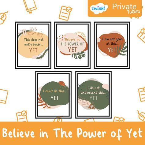 How beautiful are these 'Believe in The Power of Yet' posters? ✨ We love them and think they're a great way to inspire a growth mindset in your students. Print them and add them to your tutoring space. The Power Of Yet Poster, Tutoring Space, The Power Of Yet, Display Posters, I Cant Do This, Inspirational Posters, Believe In Yourself, Growth Mindset, How Beautiful