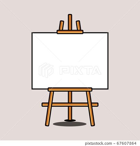 Blank canvas empty isolated stand in the brown wooden easel flat illustration design vector sign and symbol of drawing or painting tools Painting Stand Drawing, Art Easel Drawing, Easel Illustration, Easel Drawing, Flat Illustration Design, For Drawing, Drawing Stand, Logo Design Illustration, Empty Canvas