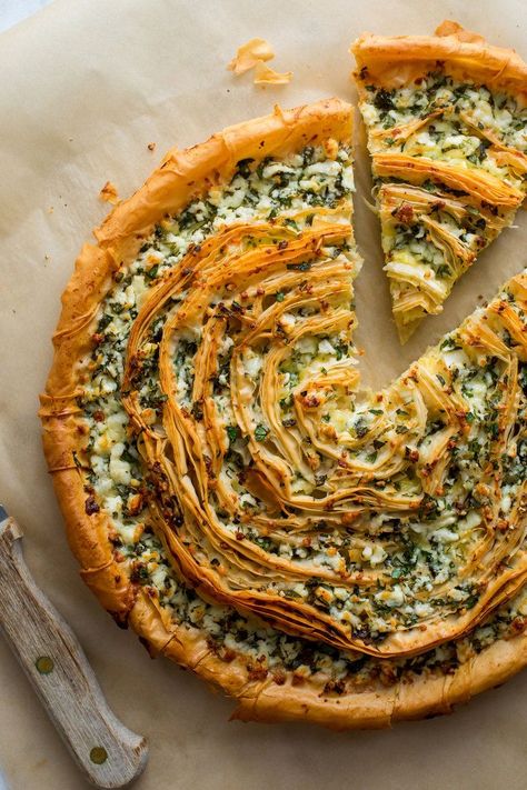 Ottolenghi's Feta-and-Herb Phyllo Tart Recipe - NYT Cooking Confit Leeks, Pernil Recipe, Phyllo Tart, Lemony Orzo, Clams Recipe, Springtime Recipes, Ottolenghi Recipes, Pearl Couscous, Filo Pastry