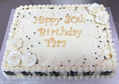 30th Birthday Black and Gold Sheet Cake - Alyssas Cakery 30th Birthday Sheet Cake, Black And Gold Sheet Cake, Gold Sheet Cake, Birthday Sheet Cake Ideas, 30th Birthday Black, 60th Birthday Cake For Men, Sheet Cake Ideas, Square Birthday Cake, Birthday Sheet Cake