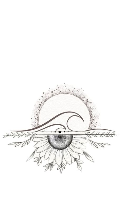 Sunflower Wave Tattoo, Piercing Inspiration, Wave Tattoo, Waves Tattoo, Sunflower Tattoo, Flower Tattoos, Tatting, Sunflower, Tattoo Ideas