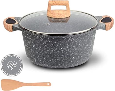 Hansubute Nonstick Induction Granite Stone Casserole Soup Pot with Soft Touch Handle and Glass Lid,Cooking Shovel Included (9.5inch) Granite Pots, Pots Cooking, Curry Pasta, Coconut Snowballs, Peppermint Marshmallows, Best Smelling Candles, Ceramic Bakeware, Stone Soup, Best Casseroles