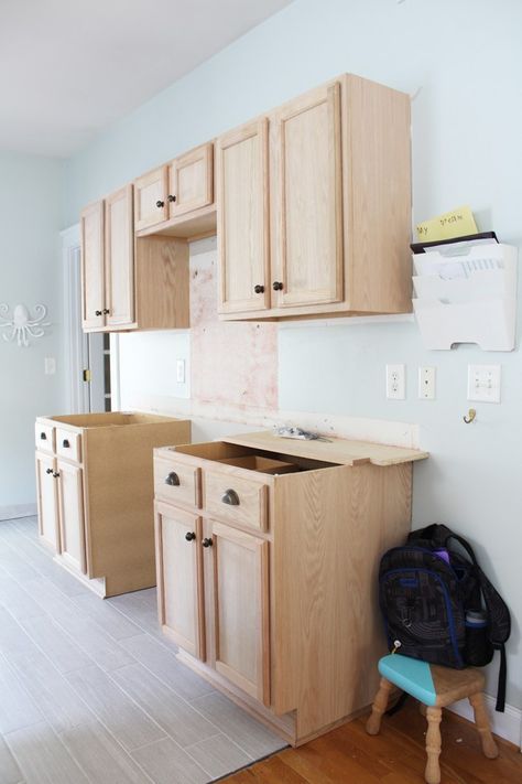 Kitchen Renovation: Unfinished Oak Cabinets Unfinished Oak Cabinets, Prefab Kitchen Cabinets, Prefab Cabinets, White Oak Kitchen Cabinets, Oak Kitchen Remodel, Unfinished Kitchen Cabinets, Stock Kitchen Cabinets, Unfinished Cabinets, White Oak Kitchen