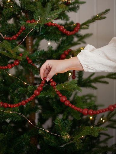 Inexpensive Christmas Gifts, Christmas Tree Inspiration, Tree Garland, Christmas Favorites, Natural Christmas, Xmas Diy, Christmas Inspo, Bead Garland, Wood Bead Garland