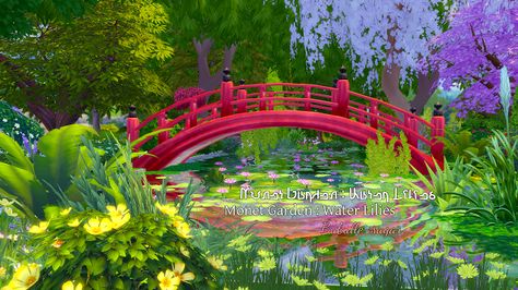 Sims 4 CC's - The Best: Monet Garden - Water Lilies by Bubulle-sugar Sims 4 Water Cc, Sims 4 Bridge Cc, Sims 4 Waterfall, Sims 4 Fountain Cc, Sims 4 Japanese Garden, Sims 4 Water Fountain Cc, Sims 4 Cc Garden, Sims 4 Outdoor Flowers Cc, Japanese Bridge