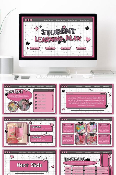 Cute Student Learning Plan Powerpoint Template Pink#pikbest#powerpoint Good Slide Presentation, Power Point Design Templates, All About Me Powerpoint Slide, Cute Powerpoint Templates Aesthetic, Pink Power Point Template, Research Powerpoint Template, Research Powerpoint Presentation, Power Point Inspo Aesthetic, About Me Powerpoint Slide