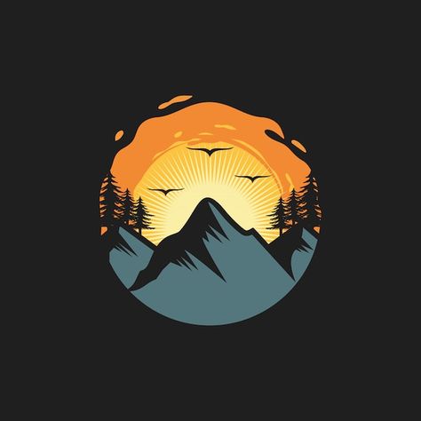 Snow Logo, Mountain Logo Design, Tshirt Graphics, Illustration Design Graphique, Logo Design Illustration, Tenda Camping, Outdoor Logos, الفن الرقمي, Adventure Logo