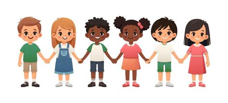 Free Vector | Vector cartoon style illustration kids holding hands together different races happy children smil Children Holding Hands, Illustration Kids, Different Races, Happy Children, Hands Together, Vector Cartoon, Cartoon Style, Raising Kids, Hand Illustration