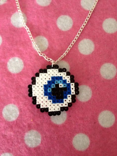 Mini Hama Bead 8 Bit Pixel Eyeball Necklace Geek. $6.50, via Etsy. Eyeball Necklace, Mini Hama Beads, Hamma Beads Ideas, Melty Bead Patterns, Pearl Beads Pattern, Easy Perler Beads Ideas, Hama Beads Design, 8bit Art, Perler Bead Templates