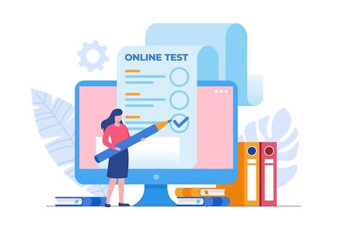 Female student passing online test and c... | Premium Vector #Freepik #vector #online-test #online-quiz #online-exam #examination Writing A Cv, Reasoning Test, Online Exam, Online Test, Aptitude Test, Test Quiz, Basic Math Skills, Vector Online, Flat Vector Illustration