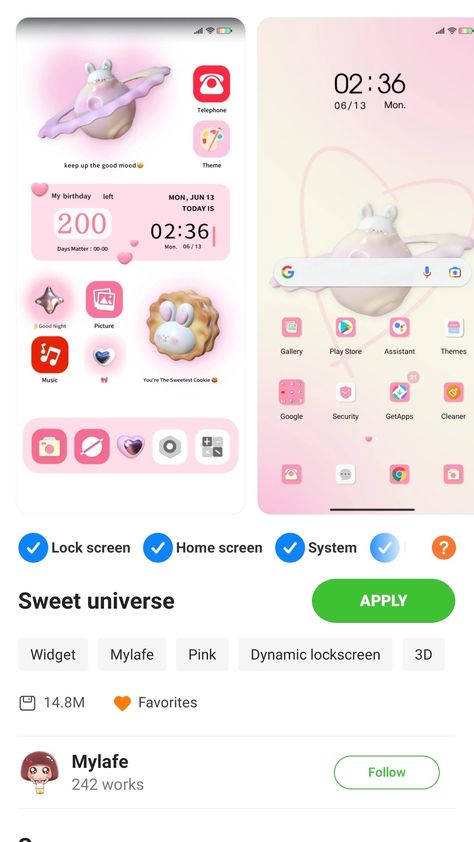 "sweet universe" xiaomi theme by Mylafe Xiaomi Pad 5 Aesthetic, Cute Themes, Homescreen Ideas, Diy Phone, Aesthetic Themes, Cool Wallpaper, Phone Accessories, Aesthetic Wallpapers, Wallpapers