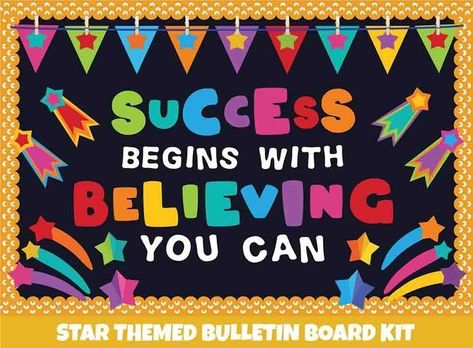 Designs For Board Decoration, Teacher Classroom Bulletin Boards, New Beginnings Bulletin Board, Albert Einstein Bulletin Board, Back School Bulletin Boards, Bulletin Board For School Hallways, Inspirational Quotes Bulletin Board, Mindfulness Bulletin Board Middle School, Lettering For Bulletin Boards