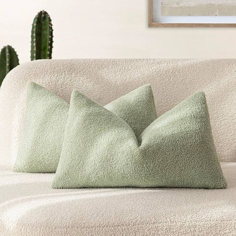 Amazon.com: Foindtower Pack of 2, Curly Faux Fur Decorative Throw Pillow Covers Soft Plush Cushion Case with Zipper Cozy Boho Lumbar Pillowcase for Home Living Room Couch Bed Sofa 12 x 20 Inch, Moss Green : Home & Kitchen Faux Fur Pillow, Fur Pillow, Green Throw Pillows, Living Room Couch, Bed In Living Room, Fur Fabric, Room Couch, Green Pillows, Faux Fur Fabric