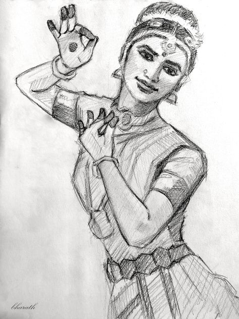 Bharatanatyam Sketch, Barathanatiyam Pose Drawing, Kathak Dancer Sketch, Bharatnatyam Sketch, Classical Dance Drawing Easy, Bharatanatyam Poses Sketches, Bharatanatyam Drawing, Bharatnatyam Drawing, Sketch Dancing