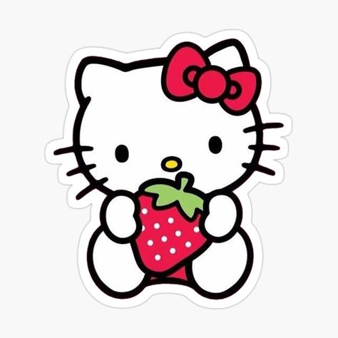 Cute strawberry character sticker. Perfect for your planner, journal, or laptop. #ootd #kawaii . #Hello_Kitty_Topper_Printable #Hello_Kitten #Hello_Kitty_Printables #Cute_Laptop_Stickers Hello Kitty Topper Printable, 2000s Stickers, Strawberry Character, Hello Kitty Desenho, Strawberry Sticker, Hello Kitten, Hello Kitty Imagenes, Images Hello Kitty, Hello Kitty Printables