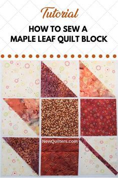 Maple Leaf Quilt Block, Leaf Quilt Block, Maple Leaf Quilt, Beginner Sewing Projects, Leaf Quilt, Fall Quilt Patterns, Quilt Blocks Easy, Beginner Sewing, Fall Quilts