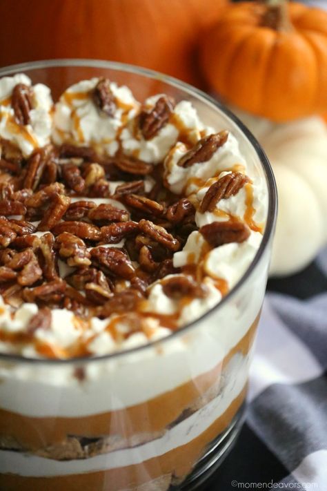 No-Bake Pumpkin Pie Trifle - Mom Endeavors Pumpkin Triffle Recipe, Trifle Recipes Easy, Pumpkin Spice Desserts, Trifle Bowl Recipes, Pumpkin Trifle, Live Well Bake Often, Punch Bowl Cake, Trifle Dessert Recipes, Pumpkin Truffles