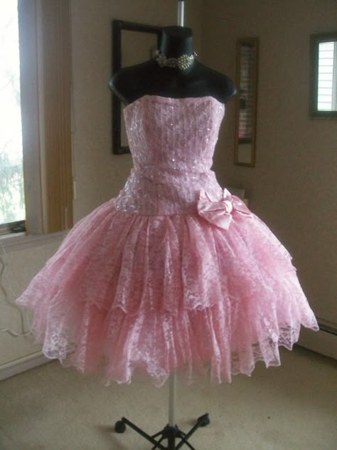 pink party dress Gyaru Prom Dress, 80s Pink Prom Dress, 1980s Prom Dress, 80s Prom Dress, Deb Dresses, Pink Party Dresses, Girly Dresses, Grad Dresses, Pink Outfits